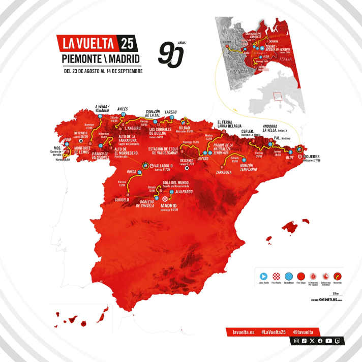The Vuelta a Espana 2025 on the map