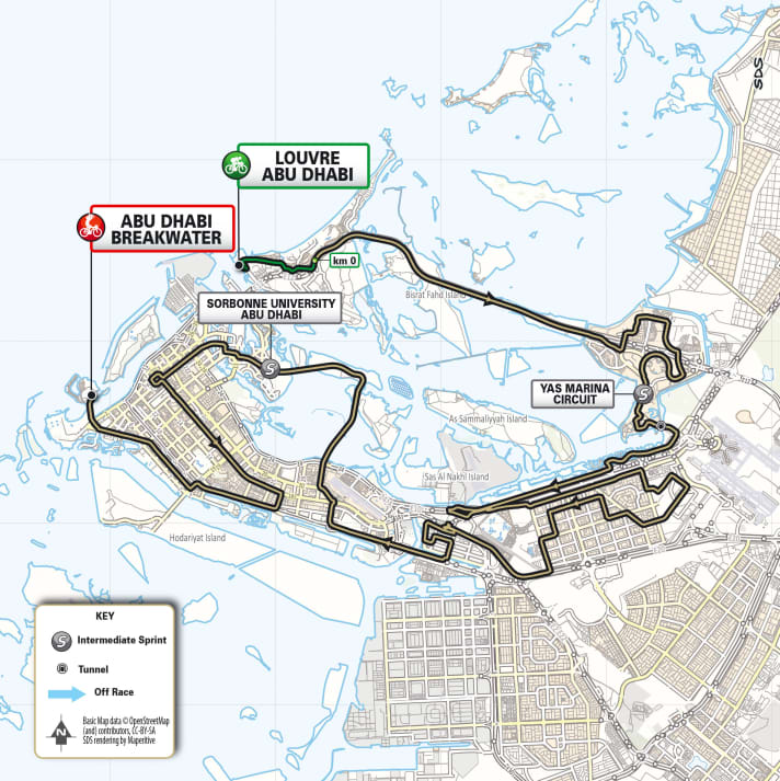 Die Strecke der 6. Etappe der UAE Tour 2024.
