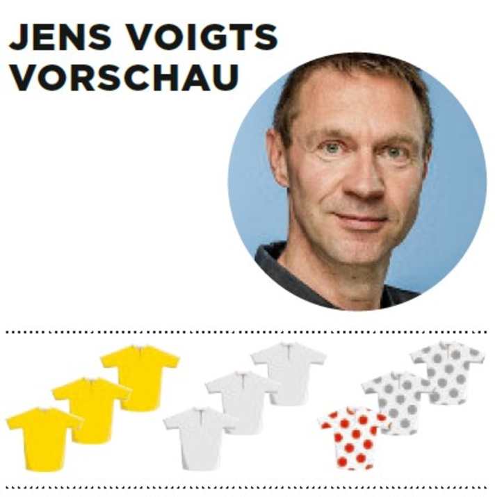 Diese Bedeutung misst Jens Voigt der 13. Etappe für Gelb, Grün und Bergtrikot zu - je mehr farbige Trikots, desto größer die Bedeutung.