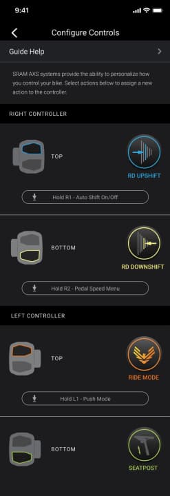The functions assigned to the pod buttons can be selected and customised via the AXS app.