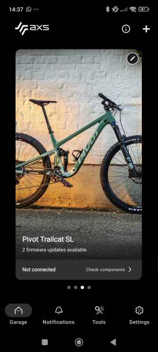 In the AXS app, you can save your own bikes and the components installed in the garage