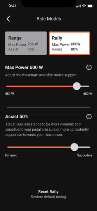 Adjusting the U-levels is one of the functions that can only be carried out via the app. As the drive has only two modes, individual adjustment is particularly important.