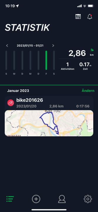 In the Bryton app, a training diary provides organisation and an overview when sorting training sessions