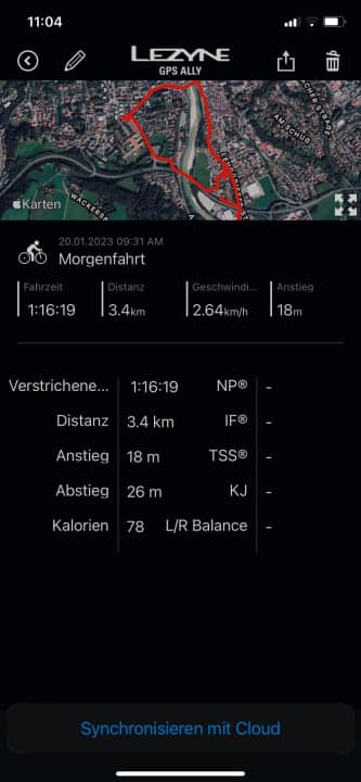 Chez Lezyne, l'application offre dans la vue satellite une vue réaliste d'en haut sur le circuit parcouru