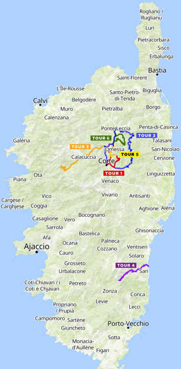 Circuits à vélo de course en Corse
