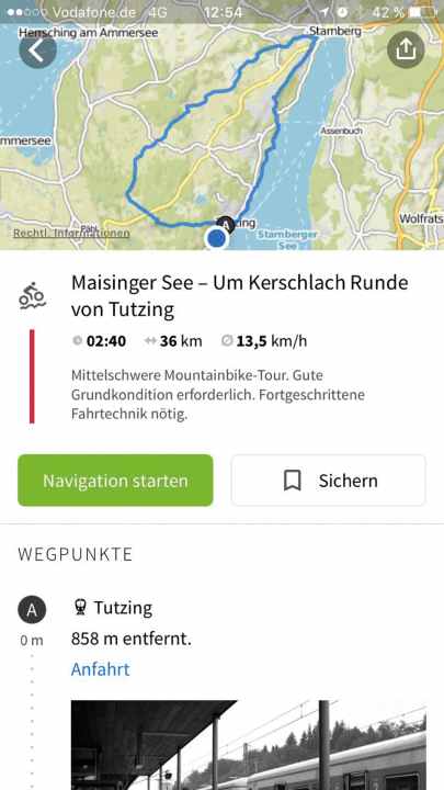   Aus der Haustür raus, "Bring mich hin"-Funktion drücken und mit Auto oder Rad zum Startpunkt navigieren lassen.
