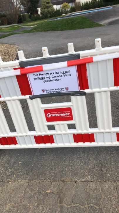   Public pump tracks throughout Germany - like here in Mettingen - are closed for the time being.