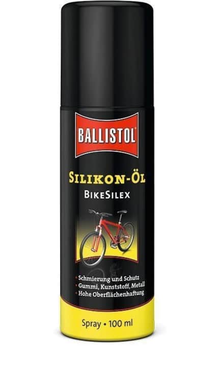   <a href="https://www.awin1.com/cread.php?awinmid=11768&awinaffid=471469&clickref=B+silicone%C3%B6l&ued=https%3A%2F%2Fwww.rosebikes.de%2Fballistol-bikesilex-silikonspray-786597" target="_blank" rel="noopener noreferrer nofollow">SILICONE OIL</a> *: It reduces friction, protects plastics and metal, does not stick. Well suited for clipless pedals or gear joints.