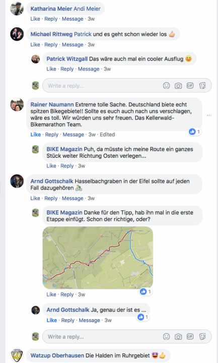   Route tips and suggestions via Facebook.