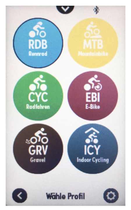 Clear overview of the Sigma ROX 12.1 Evo: six preconfigured sport profiles