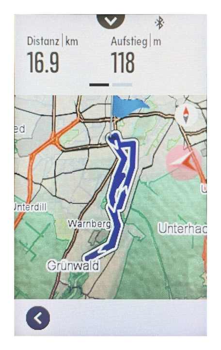 Clear overview of the Sigma ROX 12.1 Evo: route of the recording overview on the device.