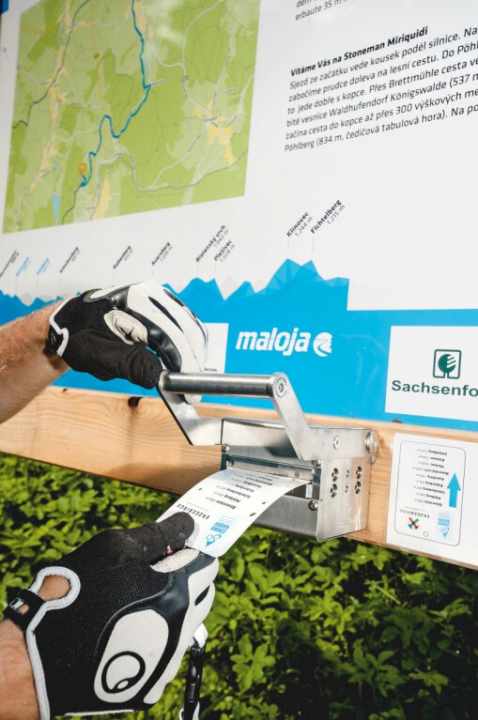   Proof of work: The stamp card is placed in the press on all nine summits.