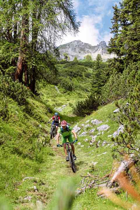   The Grubigstein behind you, the freshest trails under your tyres. The people of Lermoos have not only legalised the Blindsee trail, but have also created new trails in the lift area.