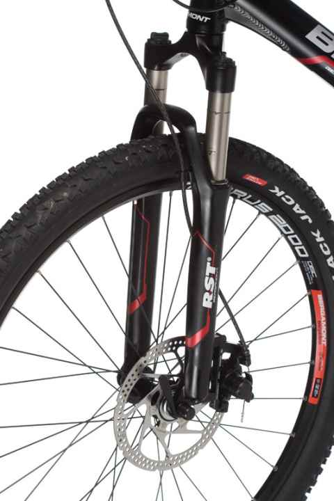   The RST Gila on the Bergamont pops out without damping - dangerous!