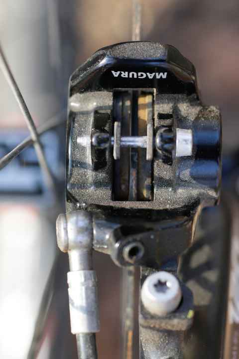   He was less happy with the Magura MT6 brakes, where the grinding and ringing could not be switched off.