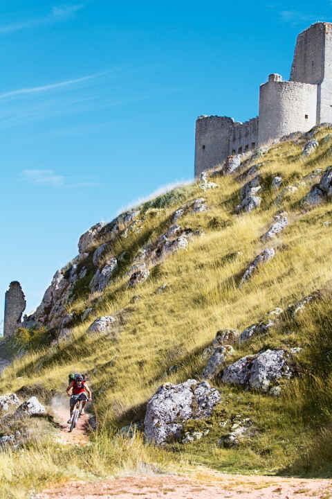   On the way over the Apennines, you will come across medieval walls. And, with a bit of luck, wild horses.