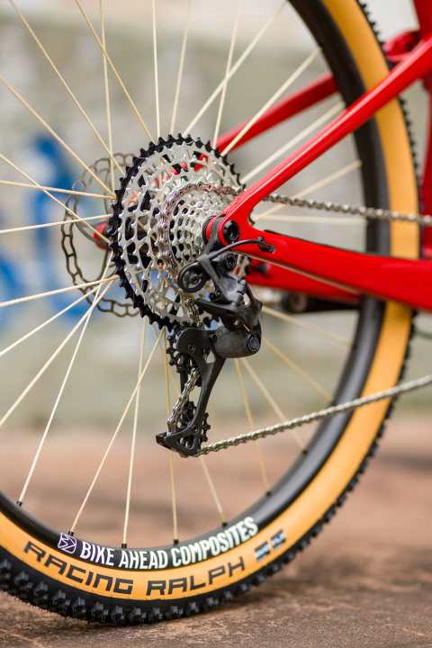 Dangerholm not only saves weight with the rear derailleur, but also with the carbon derailleur hanger.