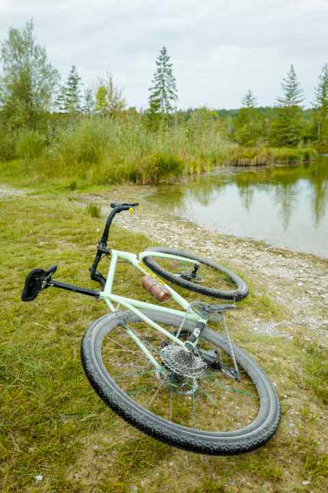 The bottle is empty, the new bike covered in dust: a successful maiden voyage.