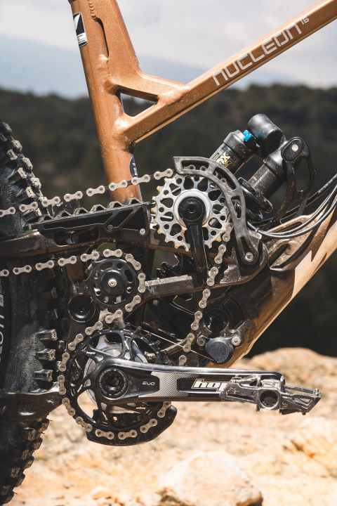 Der Hinterbau des Nicolai Nucleon funktioniert nach dem High-Pivot-Prinzip. Das besondere Konzept soll die maximale Performance aus dem Heck herausholen.