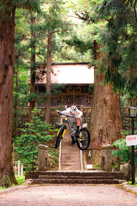 Do the monks think that's cool? Shredding down the temple steps.