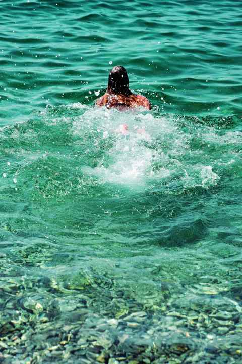 The salt from the sweat gives way to salt from the sea. Marvellous!