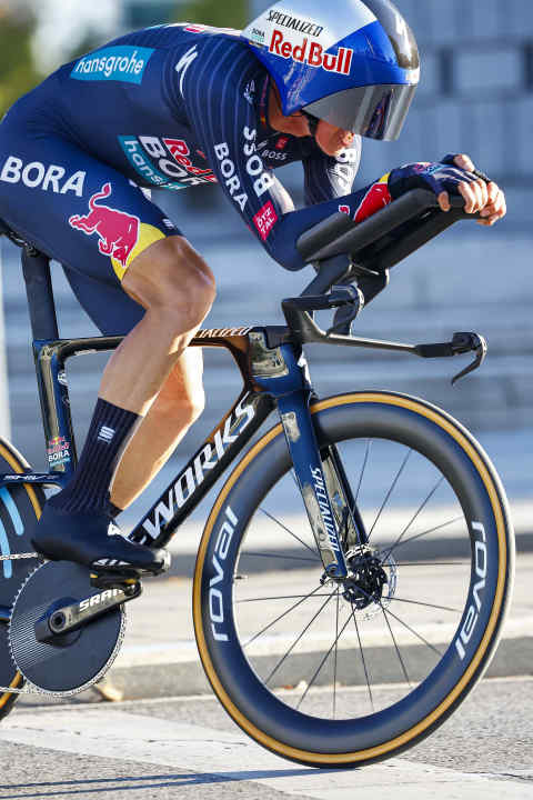 Hat sich im Einzelzeitfahren stetig verbessert: Red Bull-Profi Lipowitz / Foto: dpa / pa