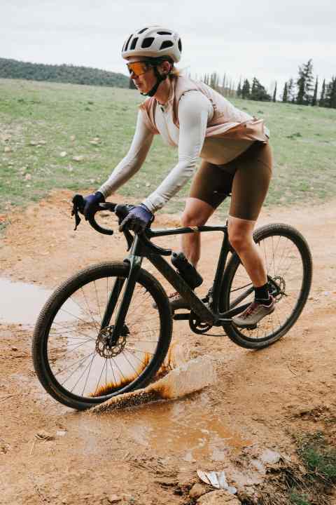 During our test ride, we had more mud than this puddle. Ideal test ride conditions.