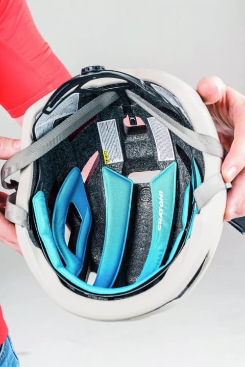 The padding on the affordable Cratoni is relatively thick, firm and limited to the front area.