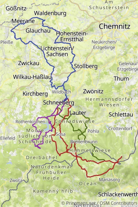 Carte de l'Erzgebirge