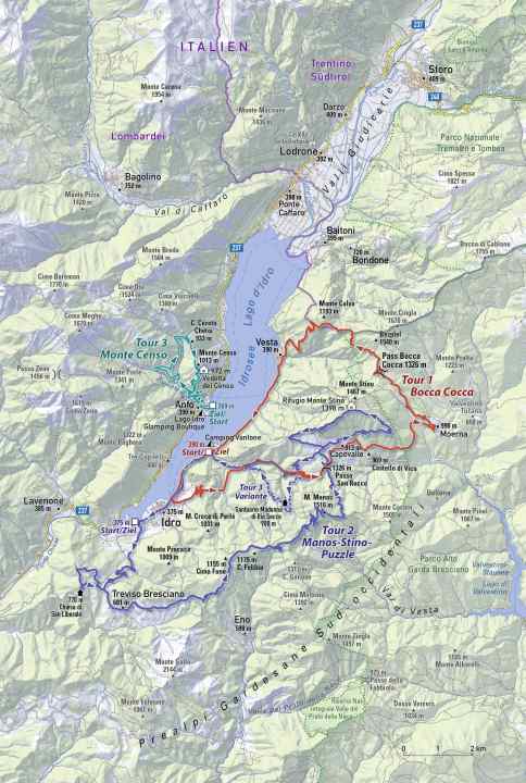 The three trail tours on Lake Idro
