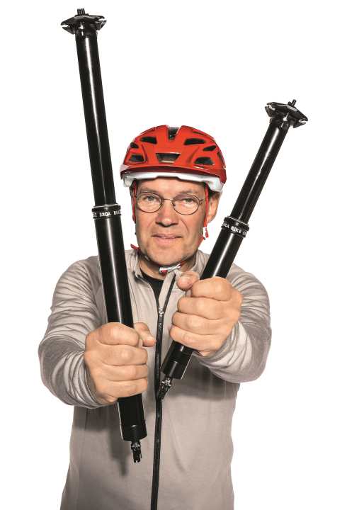 With more travel and a larger diameter, the Bike Yoke Revive Max (left) is optimised for tall and heavy riders.