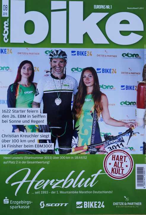   BIKE ist EBM-Medienpartner. Die Finisher-Urkunde ist individuell für jeden Teilnehmer im Stil einer Titelseite gestaltet.