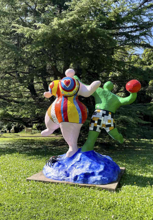 Sculptures by the artist Niki de Saint Phalle in the park of the Fondation Gianadda