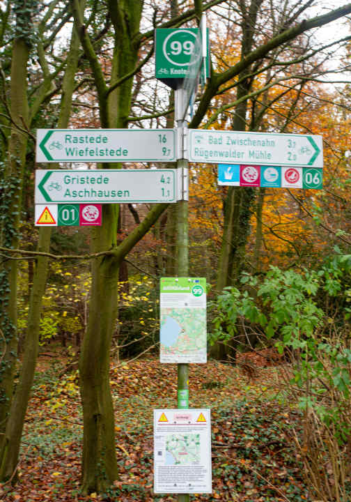 Bestens ausgeschildert sind die Radrouten im Ammerland. Man muss einfach nur den Punkten folgen.