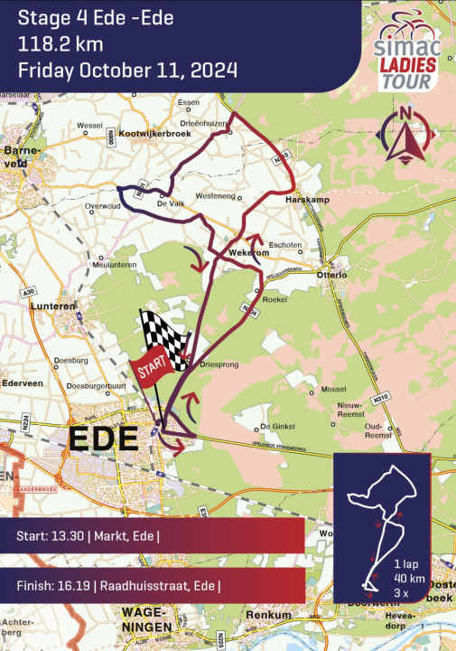The route of the 4th stage of the Simac Ladies Tour 2024