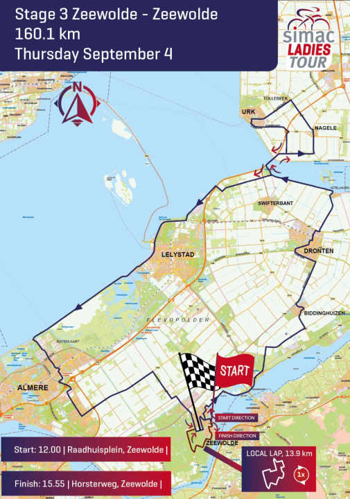 The route of the 3rd stage of the Simac Ladies Tour 2025