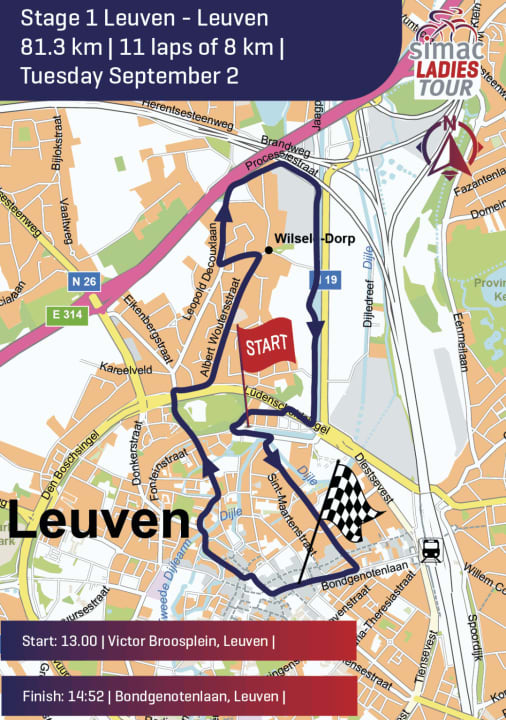 The route of the 1st stage of the Simac Ladies Tour 2025