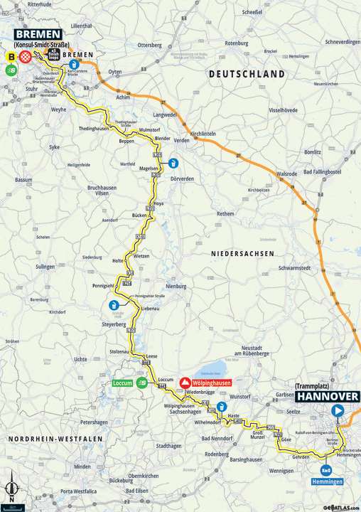La carte de la 4e étape du Tour d'Allemagne 2023