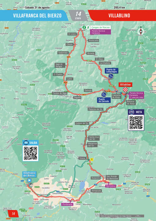 La 14e étape sur la carte