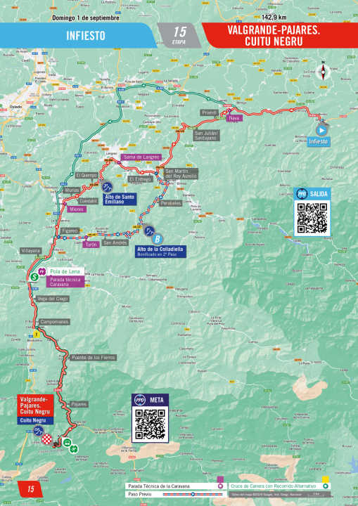 Die 15. Etappe auf der Karte