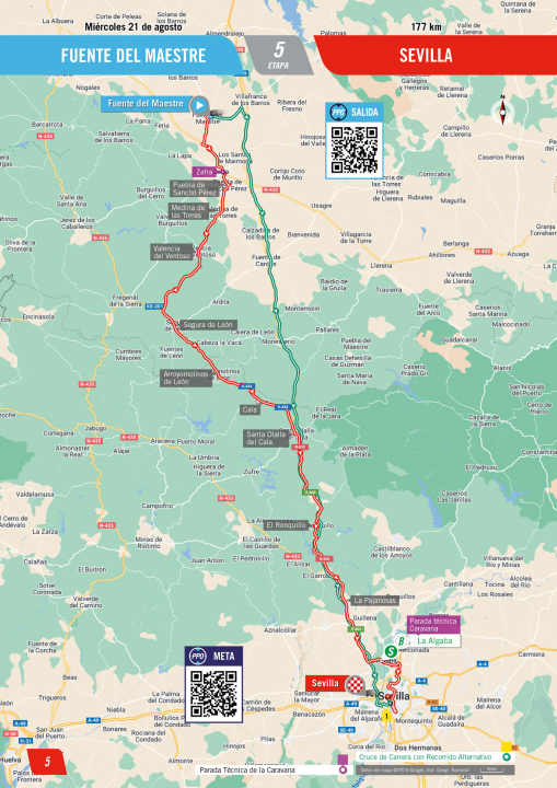 Die 5. Etappe auf der Karte