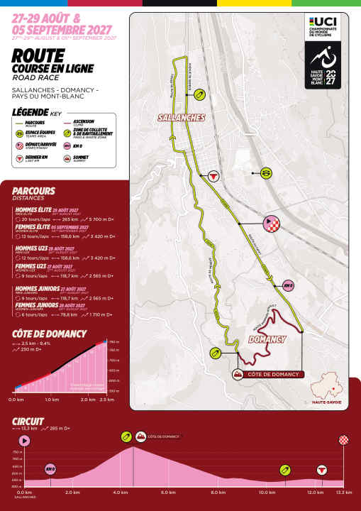 Route for the road race at the 2027 UCI World Cycling Championships