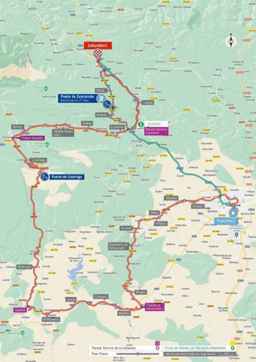 La vue cartographique de la 15e étape