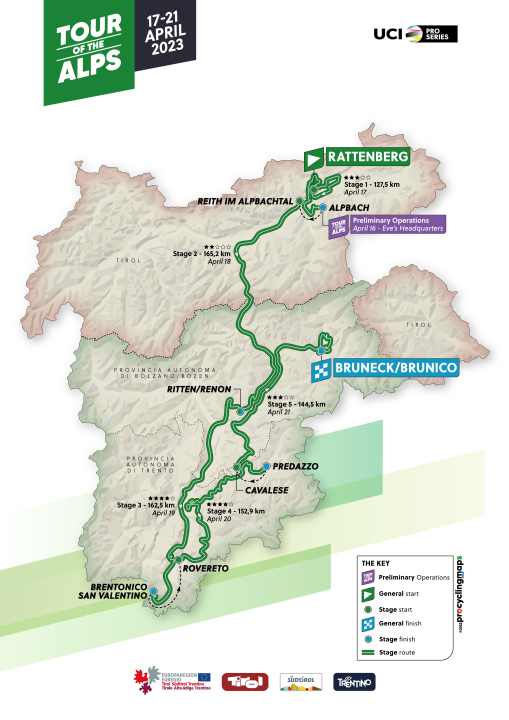 Le Tour des Alpes 2023 sur la carte