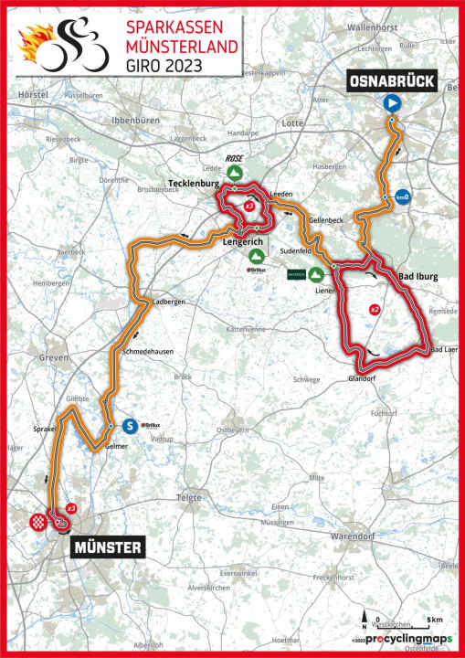 Der Streckenverlauf des Sparkassen Münsterland Giro 2023