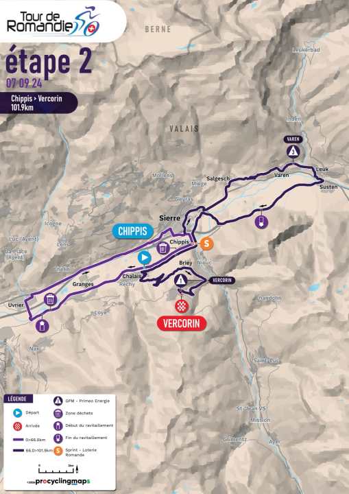 Stage 2 of the Tour de Romandie Feminin 2024 on the map