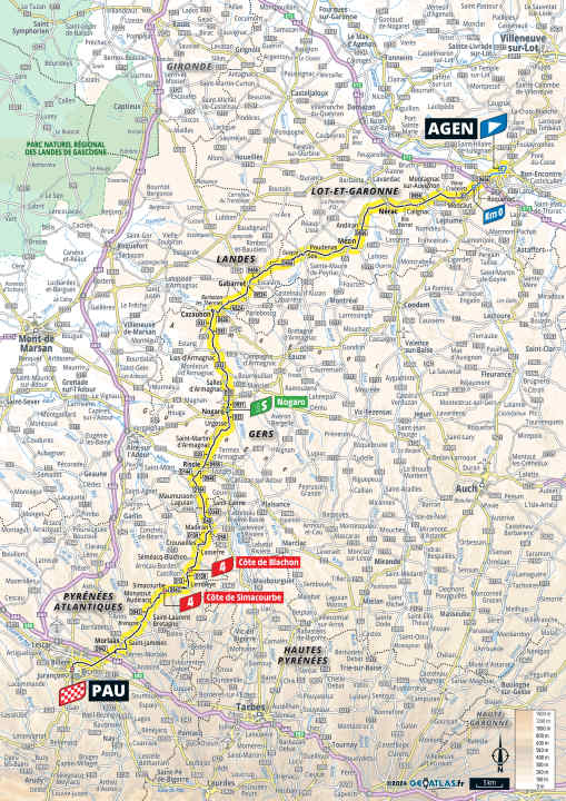 Die 13. Etappe der Tour de France 2024 auf der Karte
