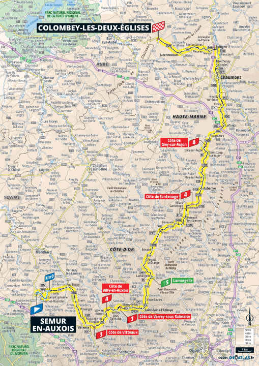 Stage 8 of the Tour de France 2024 on the map