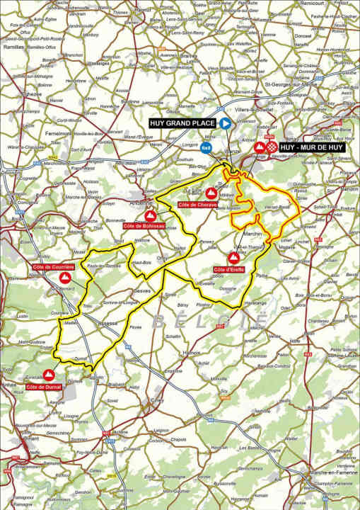 La Flèche Wallonne féminine 2026 sur la carte