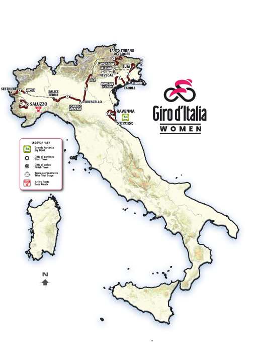 Der Giro d’Italia Women 2026 auf der Karte